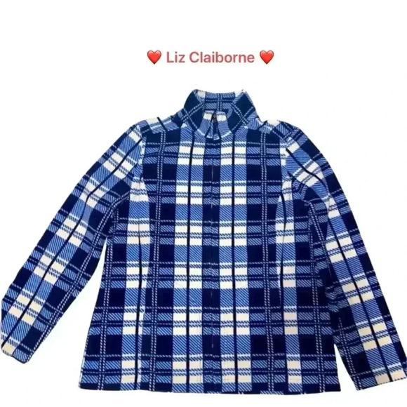 Liz Claiborne Full Zip Plaid Fleece Size M - Picture 4 of 6
